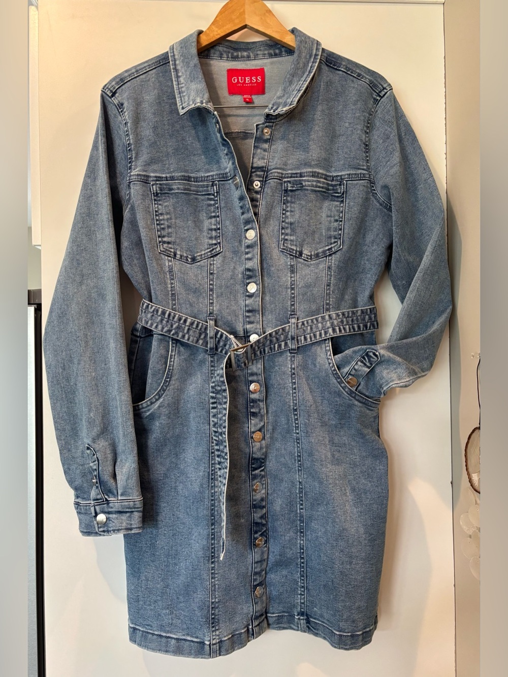 Guess long-sleeve fitted denim mini dress size XL new without tags!